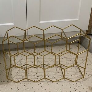 Crate&Barrel Gold 11-Bottle Wine Rack
